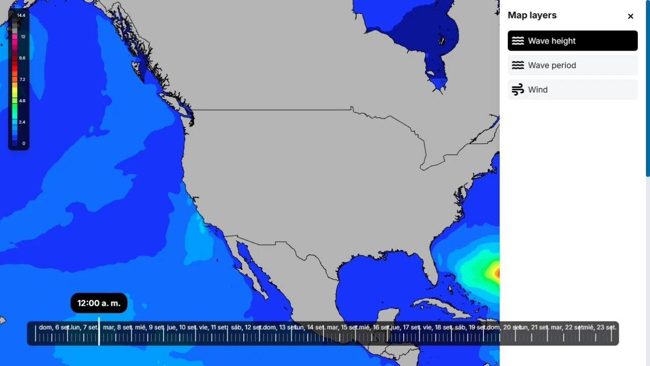 Captura de Reporte del Mar / mapa de oleaje